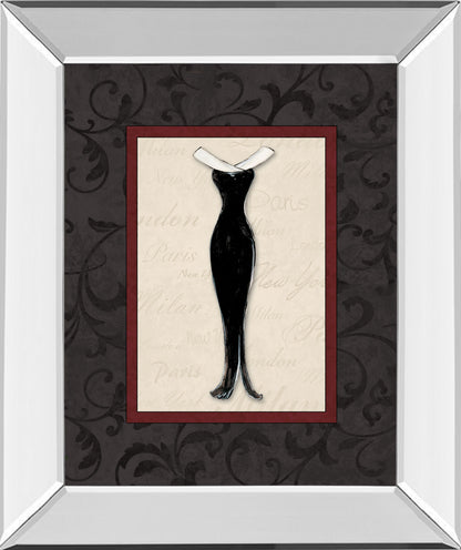 Fashion Dress I By Susan Osbourne Mirror Framed Print Wall Art - Black