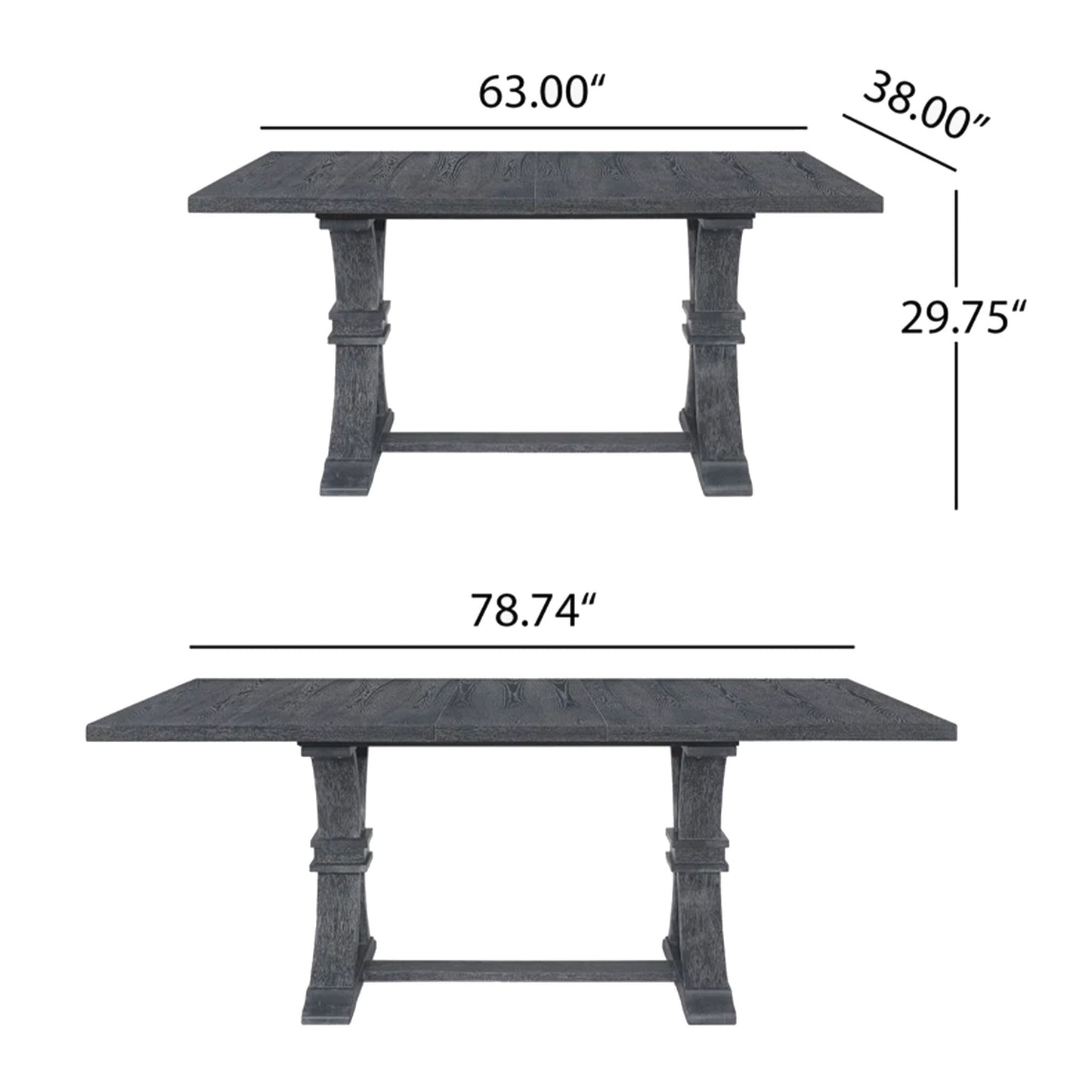 Devingo - Extendable Dining Table Rustic Style - Gray Noble House