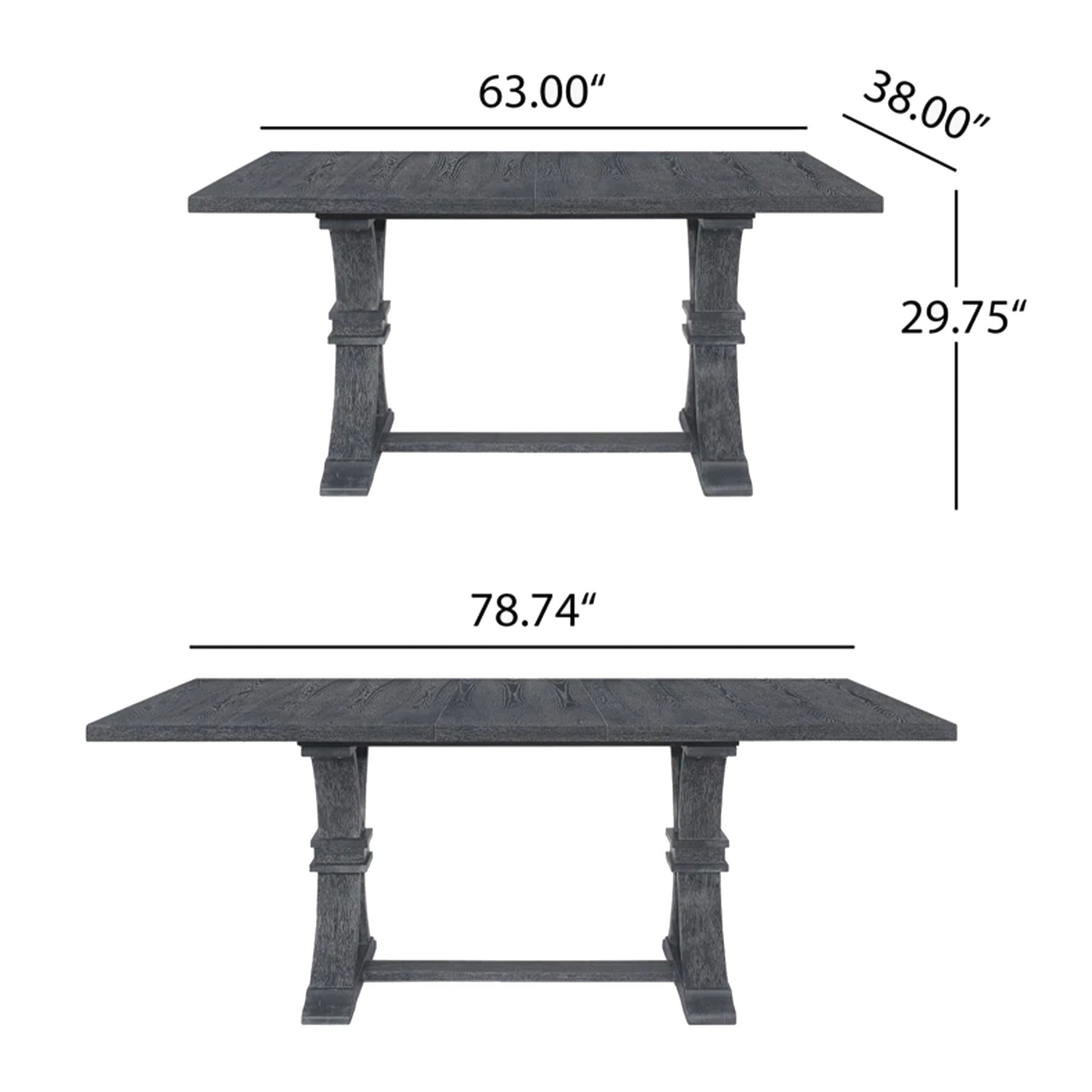 Devingo - Extendable Dining Table Rustic Style - Gray Noble House