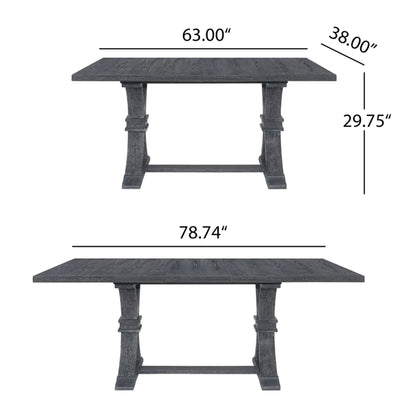 Devingo - Extendable Dining Table Rustic Style - Gray Noble House