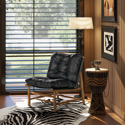 Oxford Leather Mid-Century Modern Accent Chair - Noir Black Jennifer Taylor Home