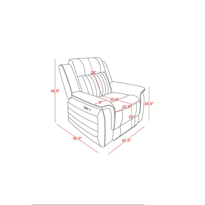 Ian - Power Recliner With Welt And LED Lighting - Charcoal Global Furniture USA