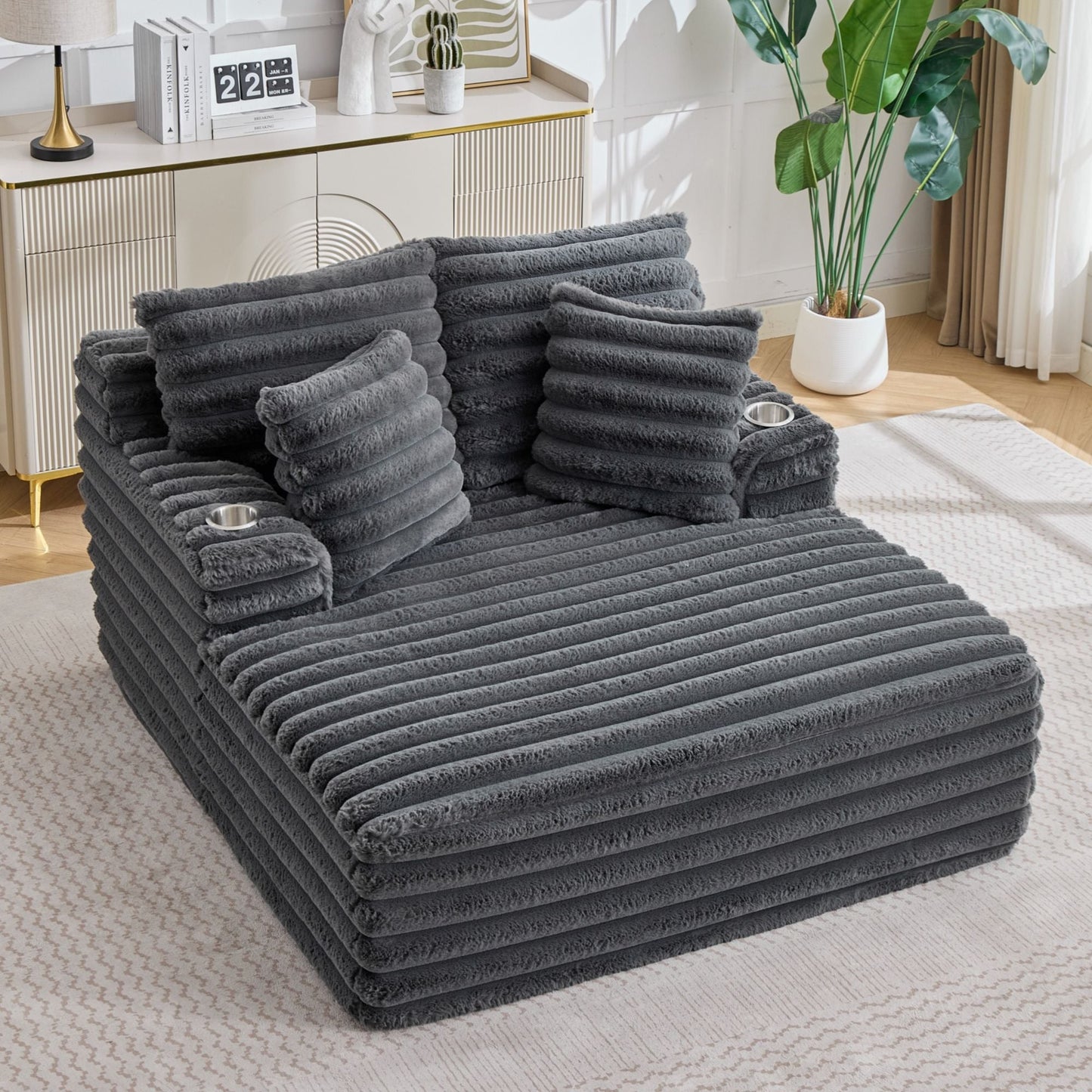 Oversized Chaise Lounge Chair Indoor With Pillows For Living Room Hearth and Haven