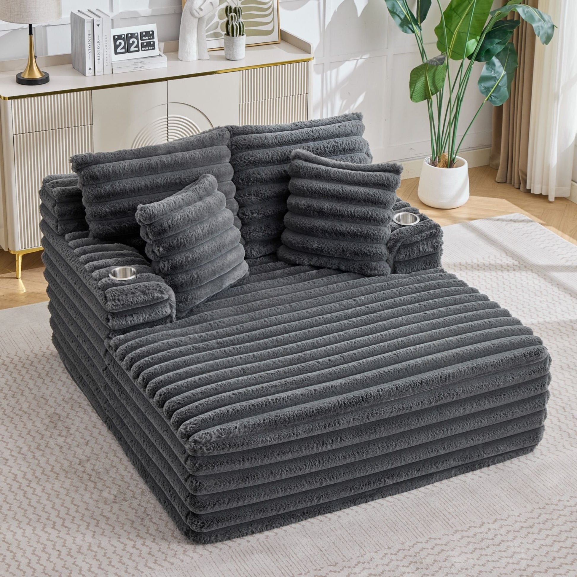 Oversized Chaise Lounge Chair Indoor With Pillows For Living Room Hearth and Haven