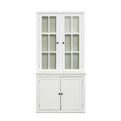 Retro Style Hutch Cabinet With Glass Door, China Cabinet For Home Hearth and Haven