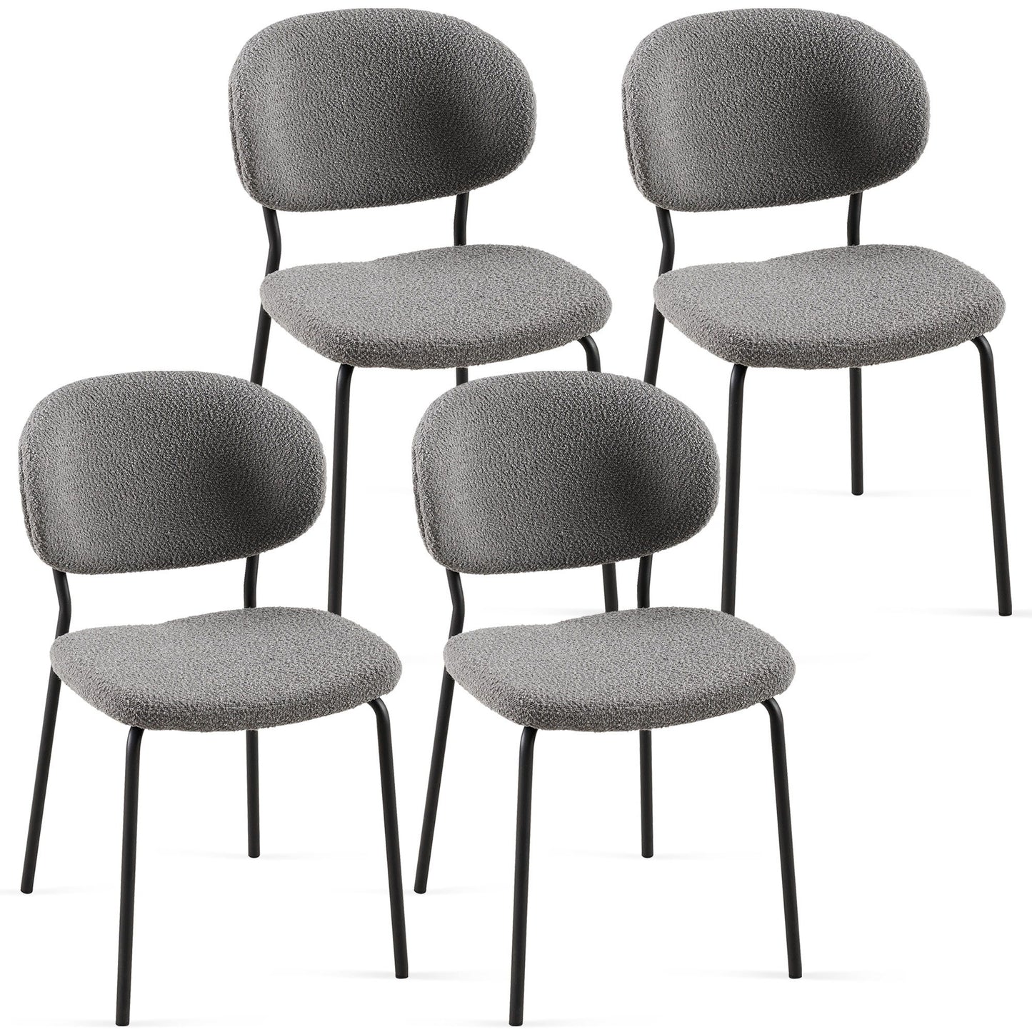 Boucle Dining Chairs, Dining Chairs With Metal Legs For Dining Room, Kitchen, Living Room Home Essentials