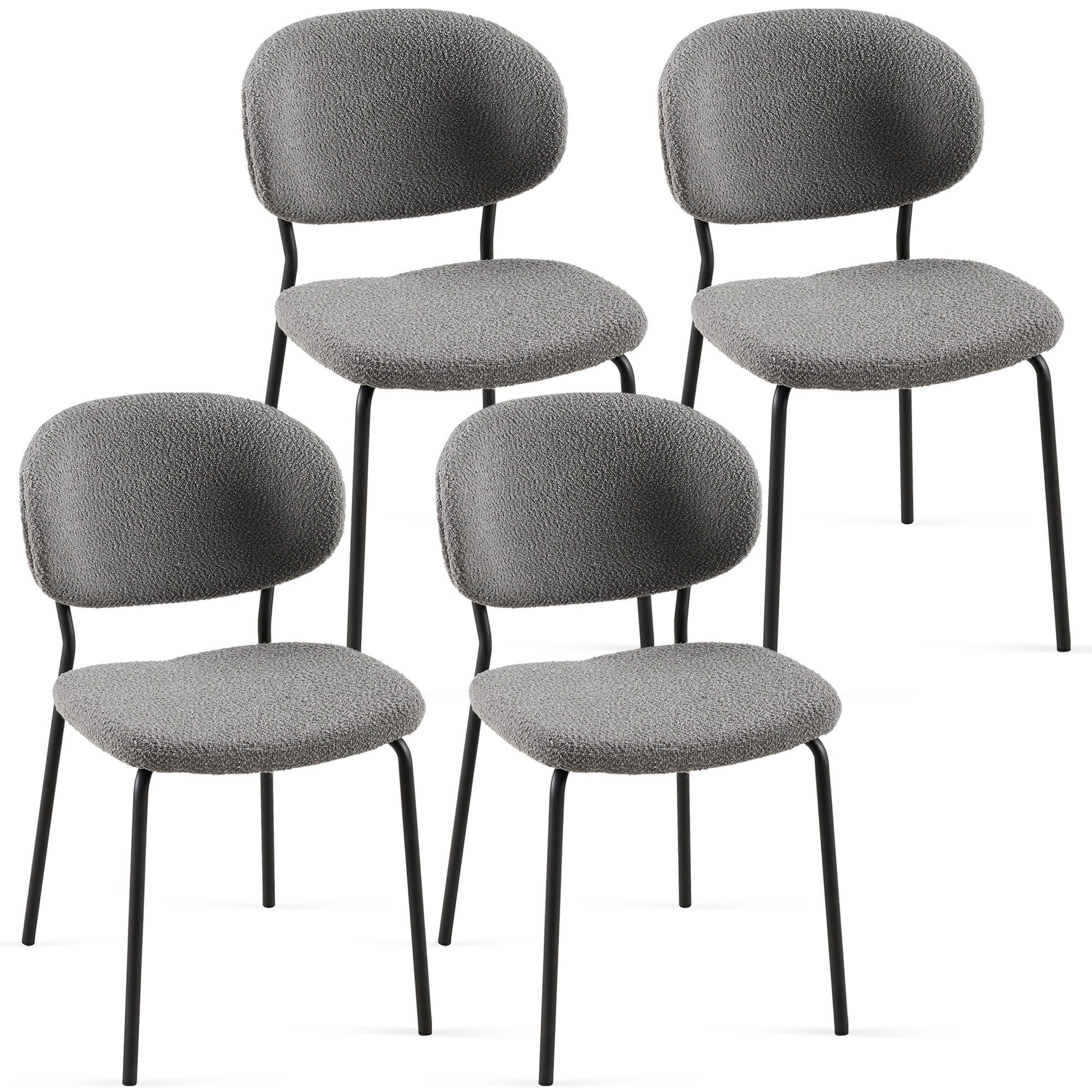 Boucle Dining Chairs, Dining Chairs With Metal Legs For Dining Room, Kitchen, Living Room Home Essentials