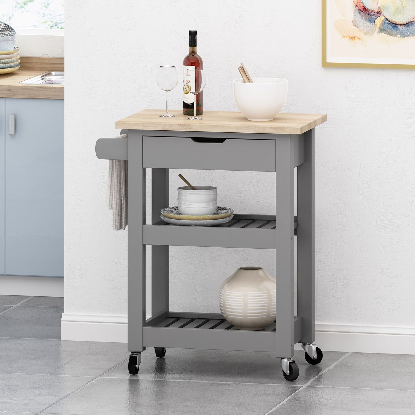 Tattnall - Kitchen Cart With Wheels Noble House