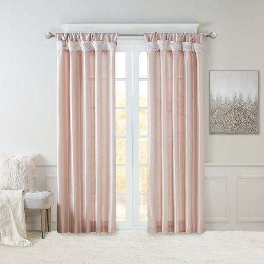 Emilia - Twist Tab Lined Window Curtain - Blush