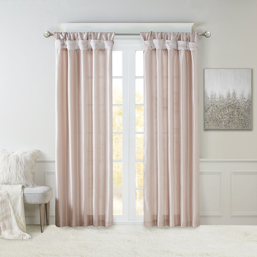 Emilia - 84" Twist Tab Lined Window Curtain - Blush