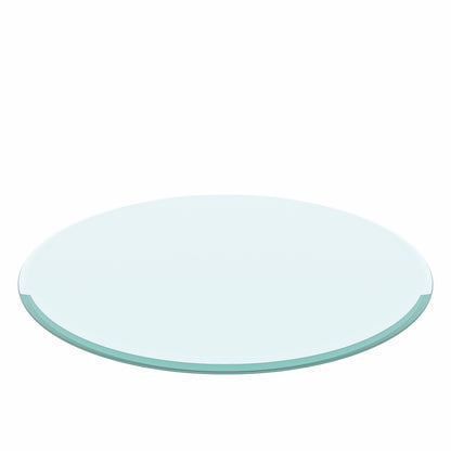 24" Round Tempered Glass Table Top Clear Glass Beveled Polished Edge Home Essentials
