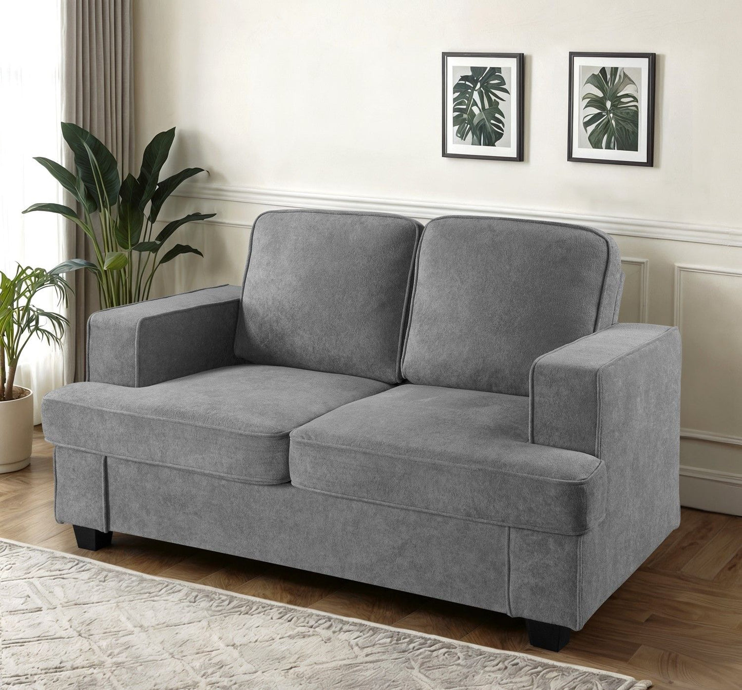 Modern Loveseat, Comfortable 2 Seater Couch With Deep Seating, Loose Back Cushions, Wide Arms US Pride