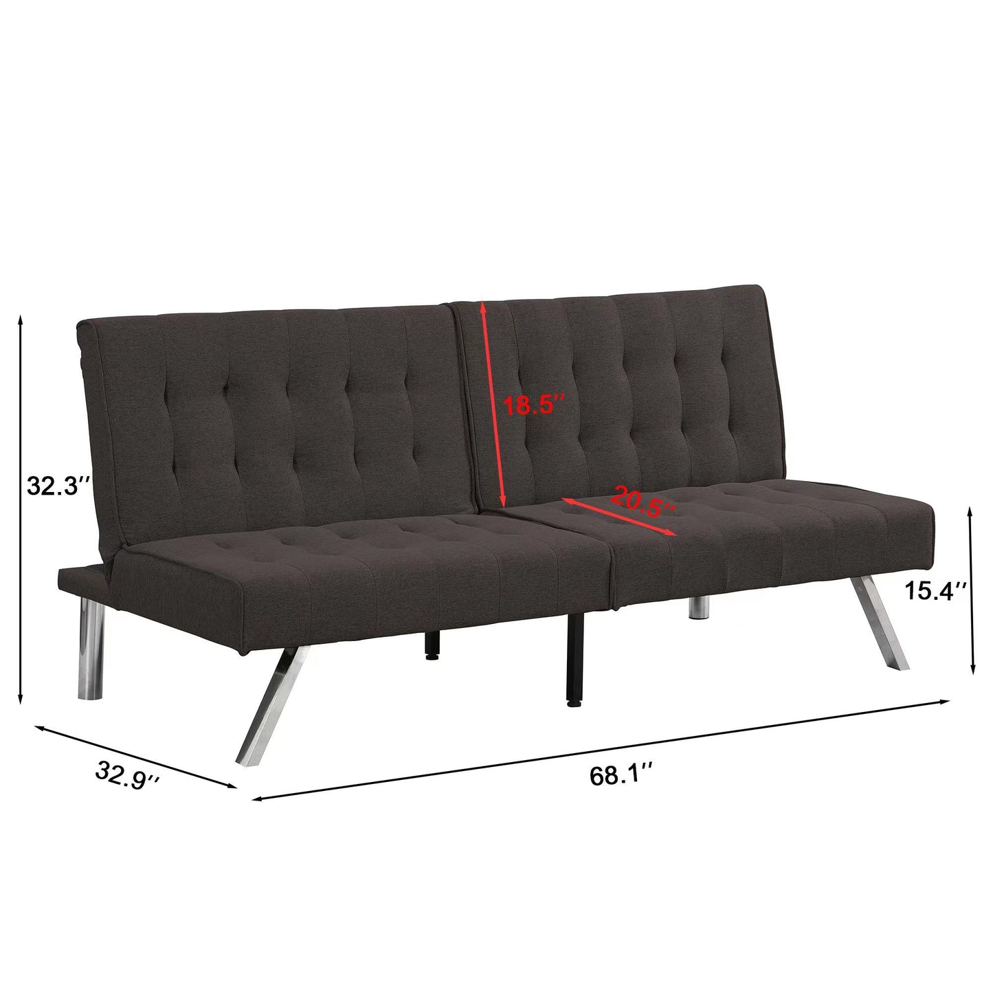 Modern Sofa Bed With Wood Frame And Stainless Legs Home Essentials