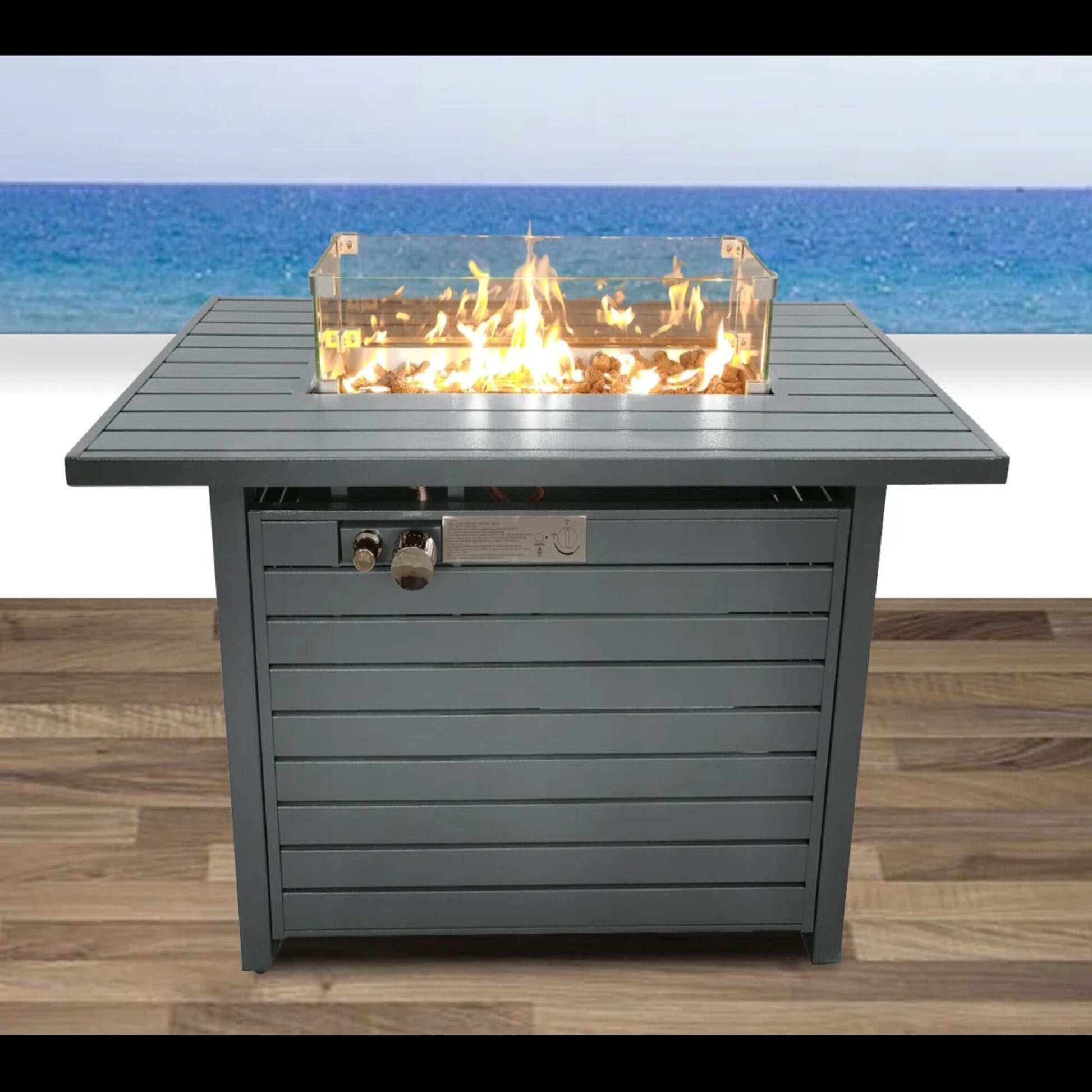 Propane Outdoor Fire Pit Table With Lid Versatile Fuel Options LSI Patio Furniture