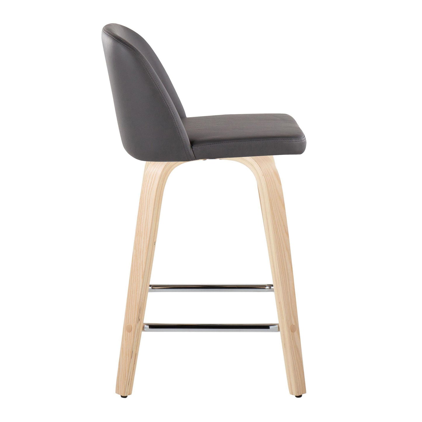 Toriano - Contemporary Fixed Height Counter Stool With Swivel With Square Footrest (Set of 2) Lumi Source