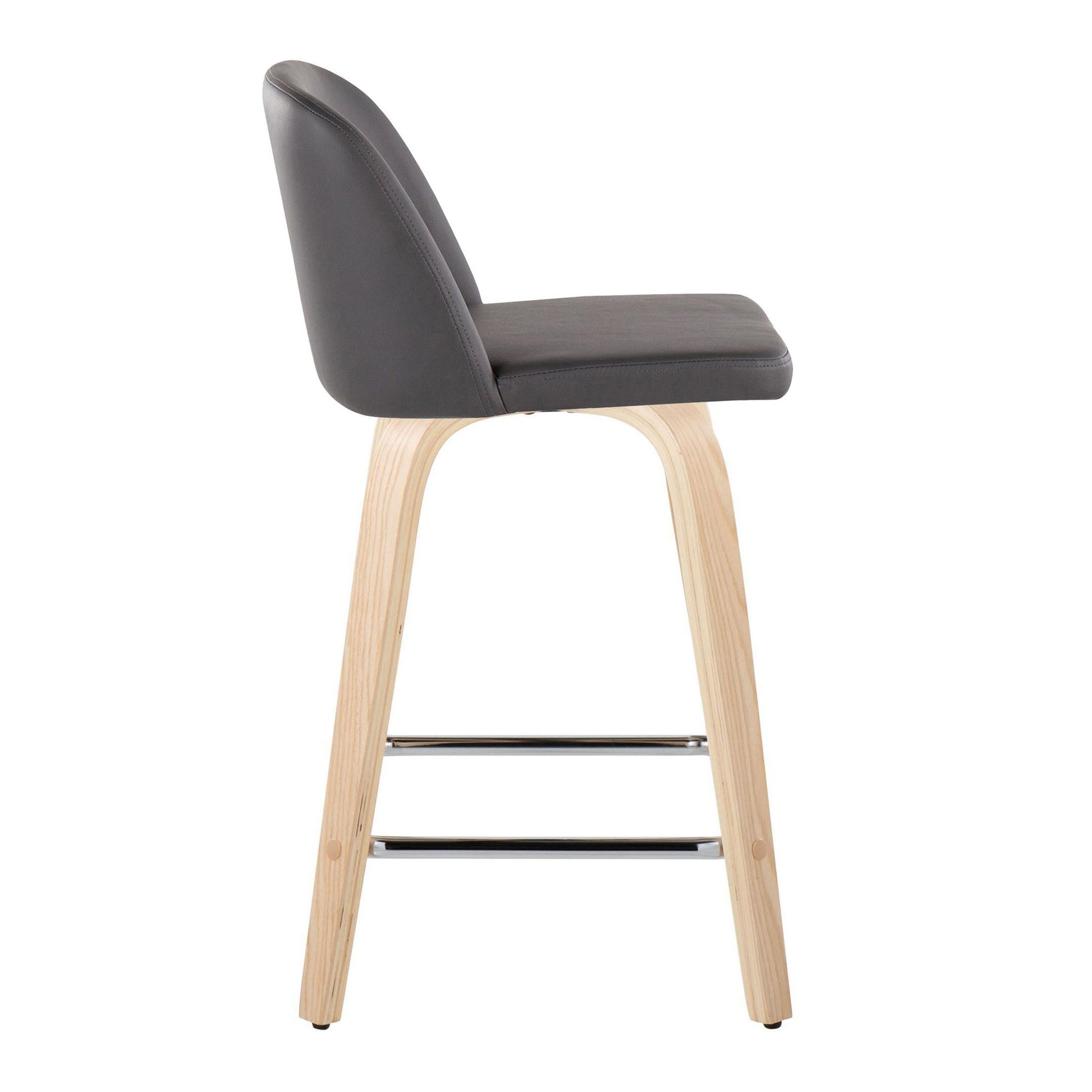 Toriano - Contemporary Fixed Height Counter Stool With Swivel With Square Footrest (Set of 2) Lumi Source