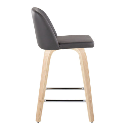 Toriano - Contemporary Fixed Height Counter Stool With Swivel With Square Footrest (Set of 2) Lumi Source