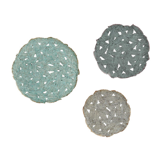 Rossi - Feather Painted Round Wall Decor (Set of 3) - Blue Madison Park
