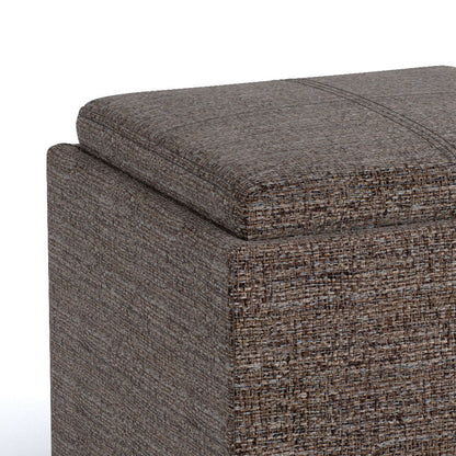 Rockwood - Upholstered Cube Storage Ottoman With Tray Simpli-Home