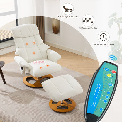 Ergonomic Recliner Chair With Ottoman, Modern 360° Swivel With Footstool Home Essentials
