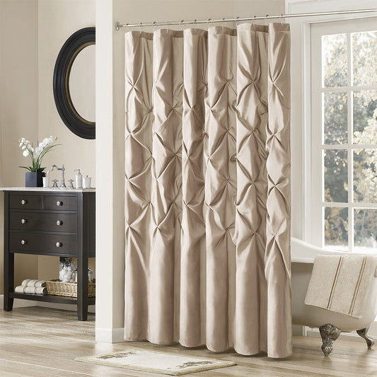 Laurel - Tufted Semi-Sheer Shower Curtain - Taupe