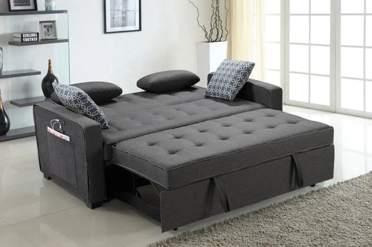 William - Sleeper Sofa With 2 USB Charging Ports And 4 Accent Pillows - Gray Lilola Home