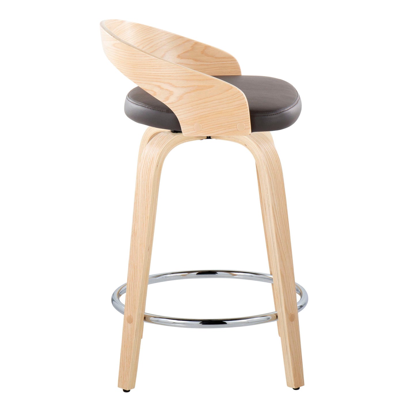 Grotto - Contemporary Fixed Height Counter Stool & Swivel, Round Footrest (Set of 2) Lumi Source