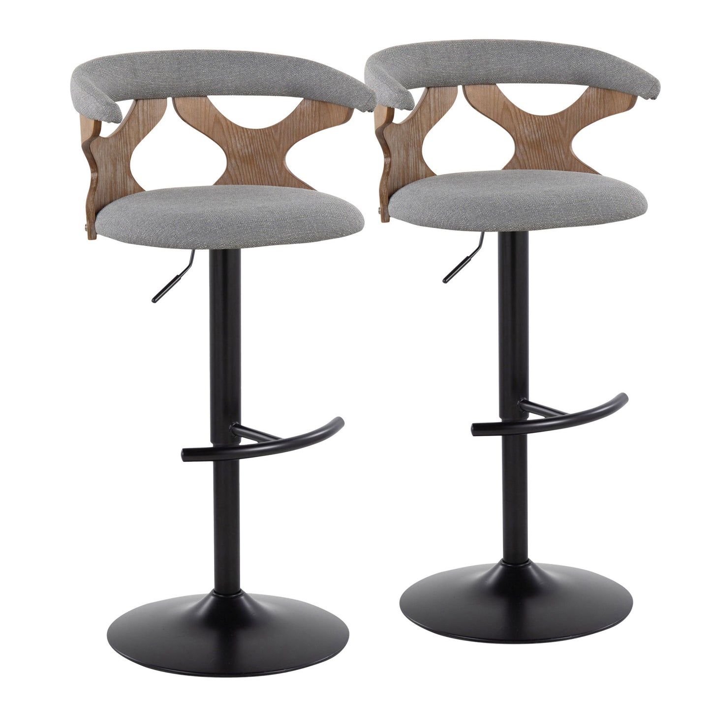 Gardenia - Contemporary Adjustable Barstool & Swivel With Rounded T Footrest (Set of 2) Lumi Source