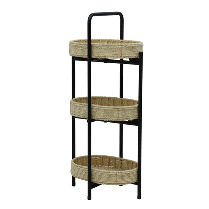 Modern 3 Tier Handwoven Side Table With Oval Organizer Daily Nest