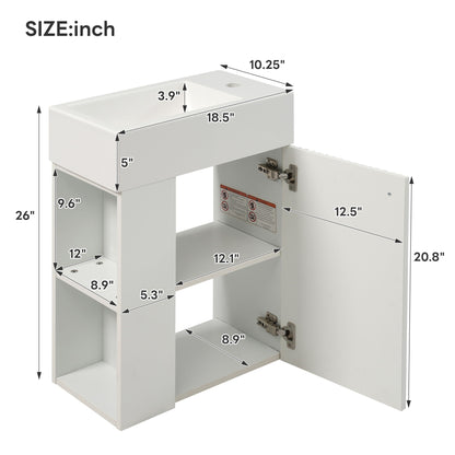Floating Bathroom Vanity With Resin Basin, Left Side Storage - White Hearth and Haven