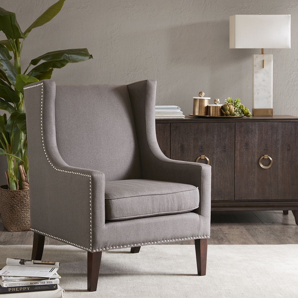 Barton - Wing Chair - Dark Gray