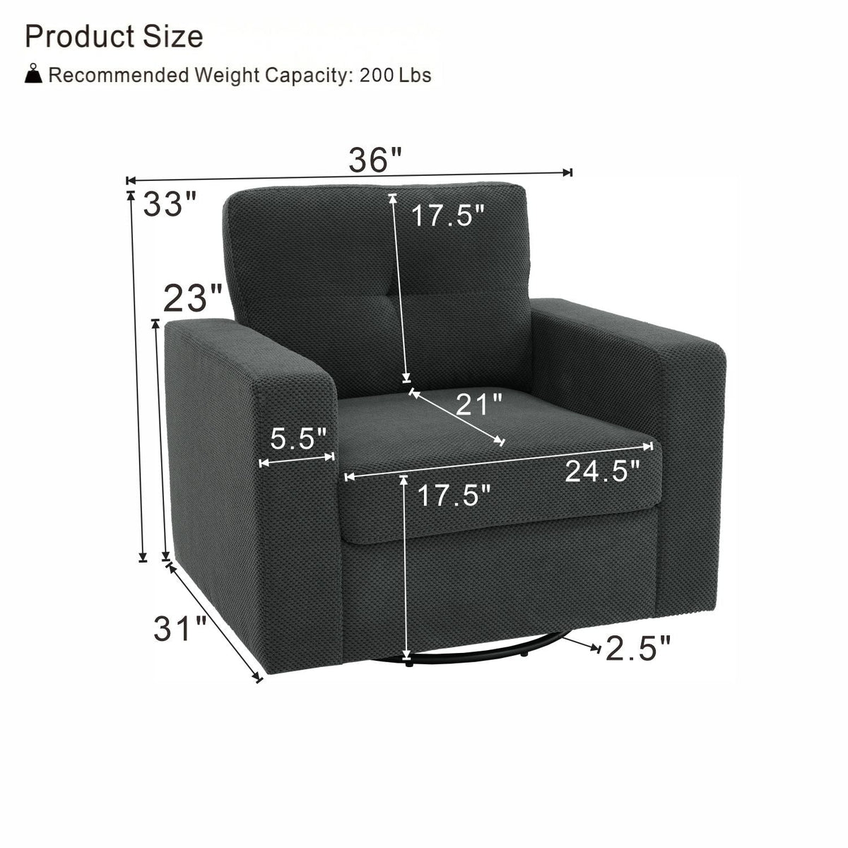 360 Degree Rotation Single Sofa Chair For Living Room Home Essentials