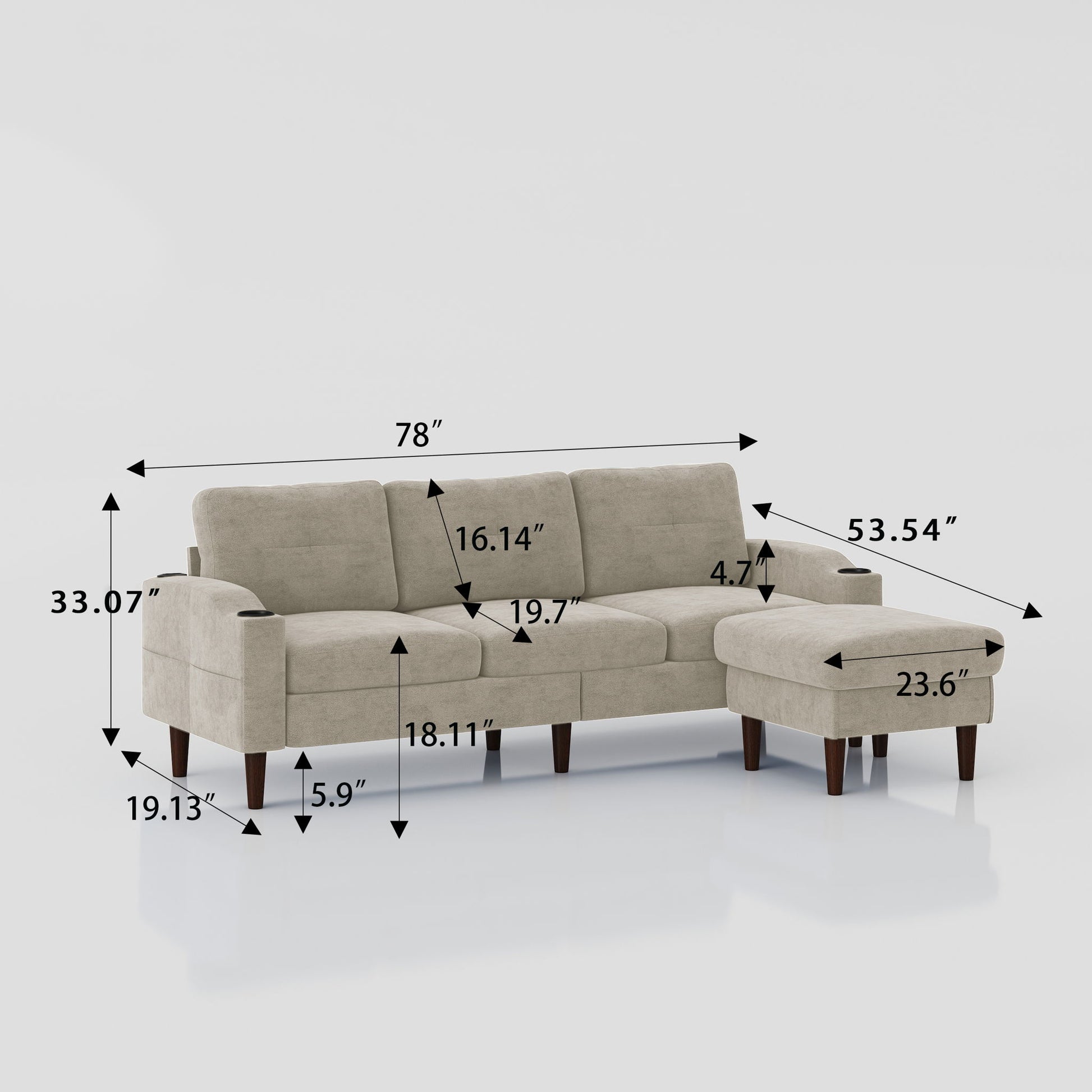 3 Seater Convertible Combination L Shaped Sofa With Footstools With Storage Home Essentials