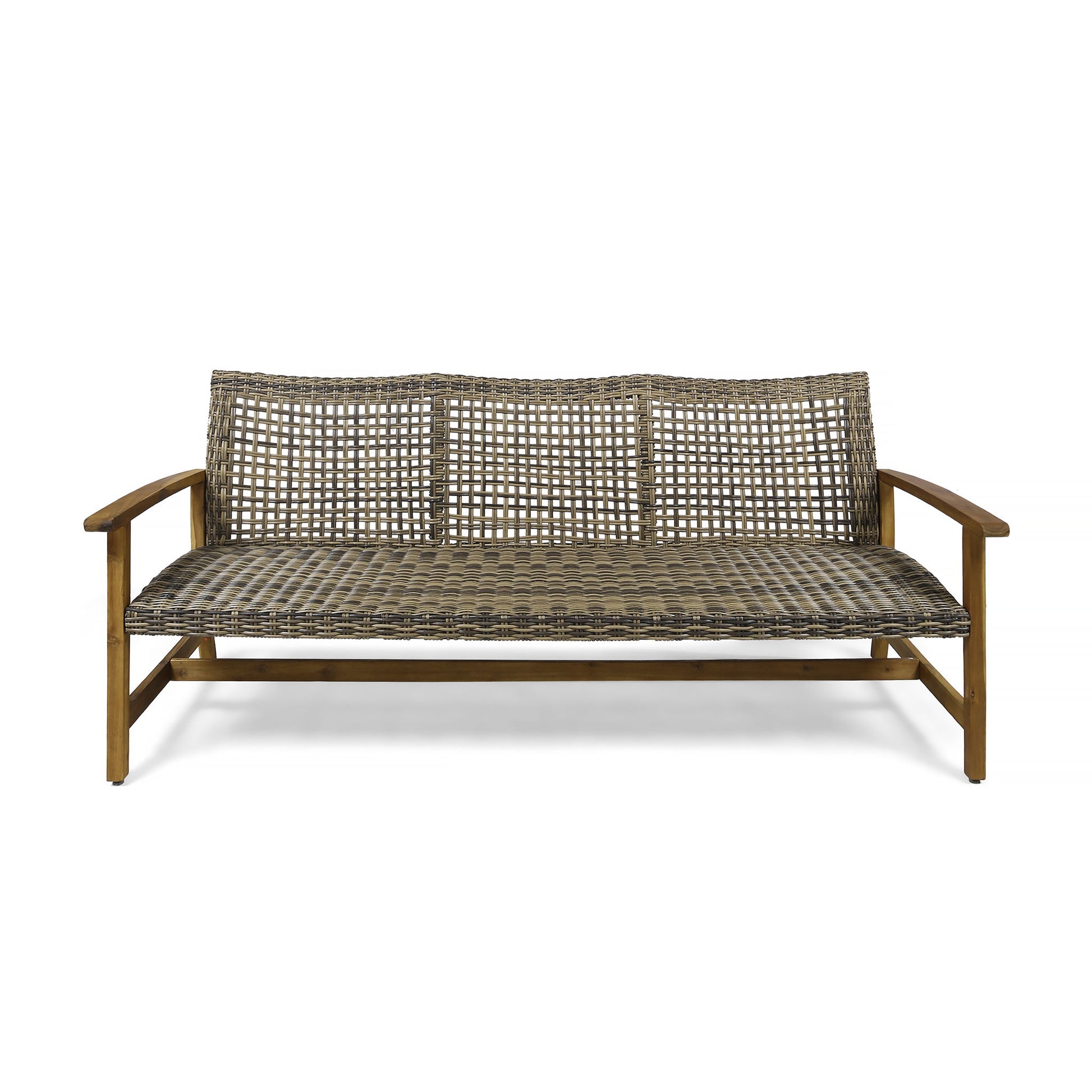 Outdoor 3 Seater Sofa With Rattan Cover - Gray Noble House