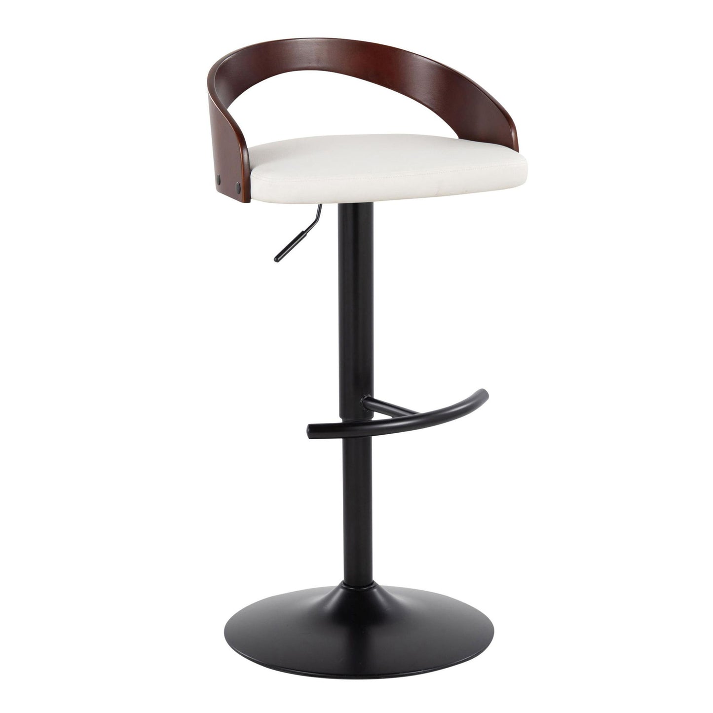 Grotto - Contemporary Adjustable Barstool With Swivel With Rounded T Footrest (Set of 2) Lumi Source