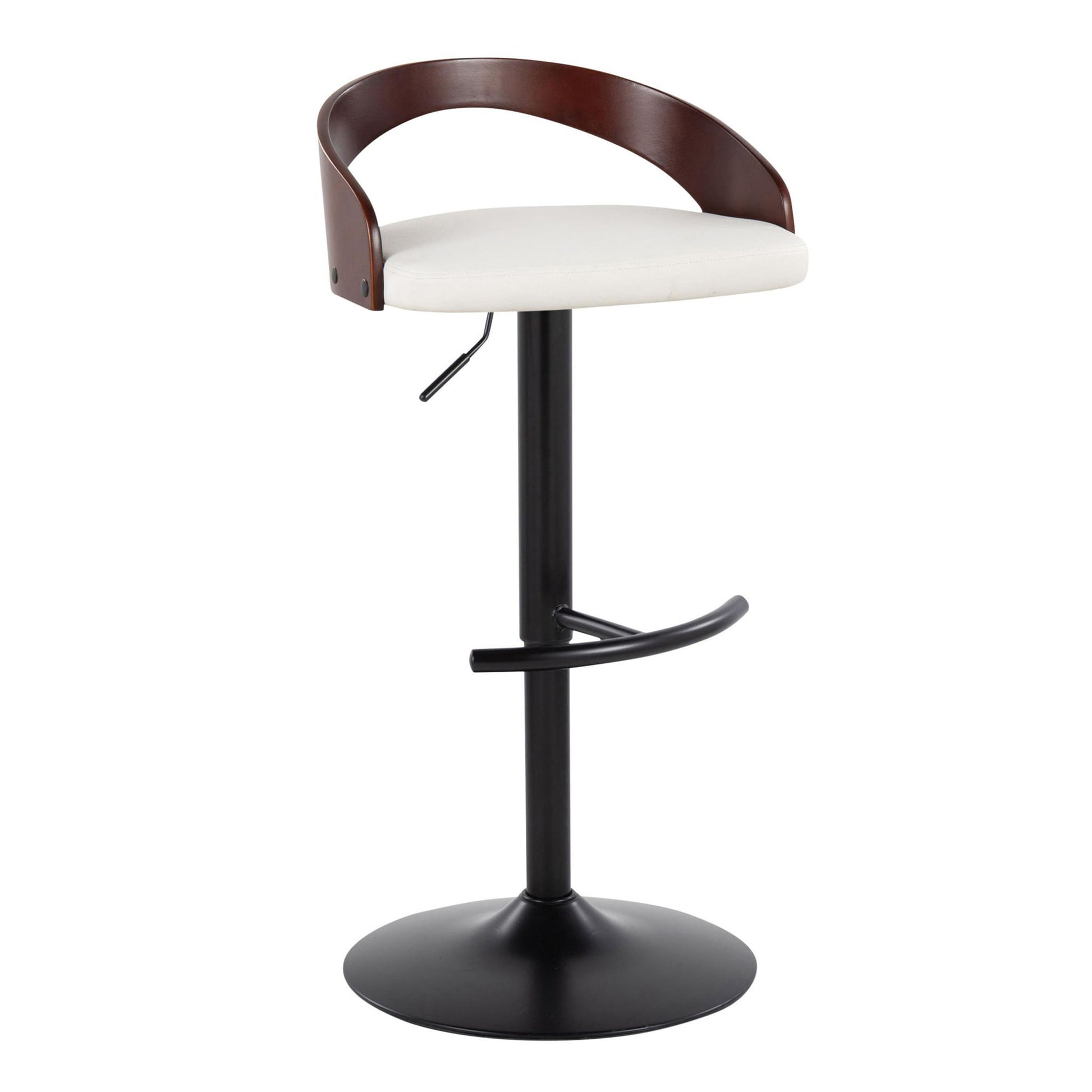 Grotto - Contemporary Adjustable Barstool With Swivel With Rounded T Footrest (Set of 2) Lumi Source