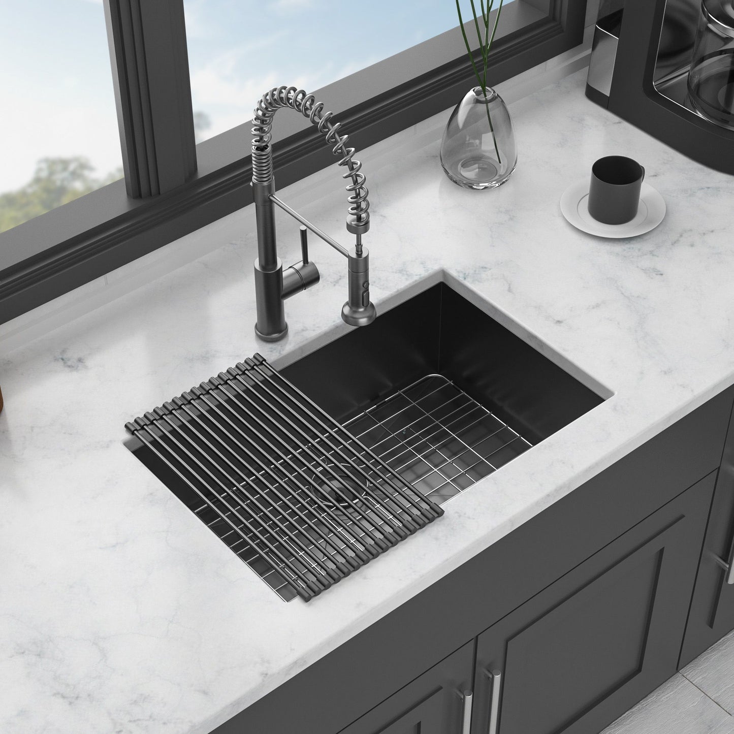 Modern Undermount Stainless Steel Kitchen Sink 16 Gauge, Deep Single Bowl Daily Nest