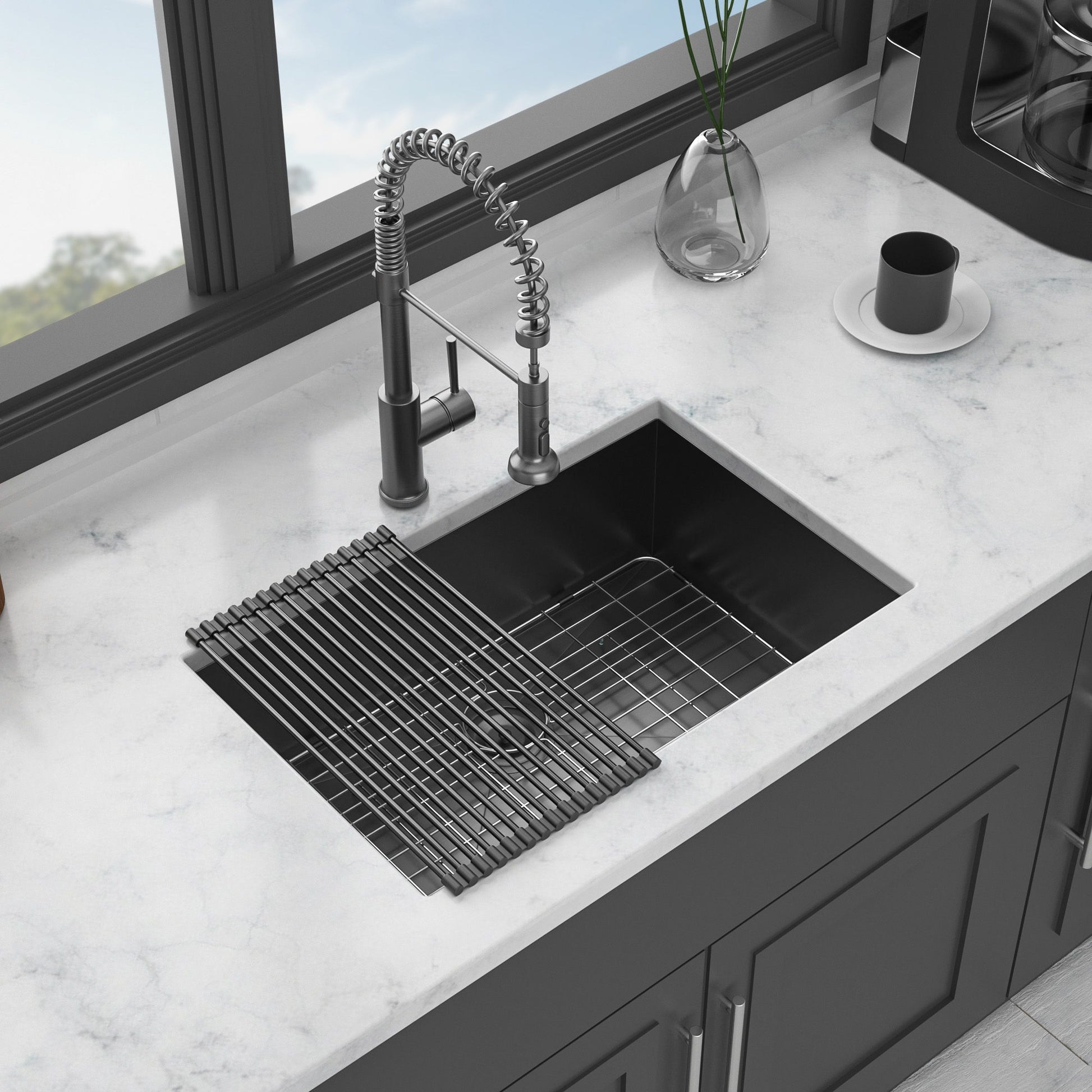 Modern Undermount Stainless Steel Kitchen Sink 16 Gauge, Deep Single Bowl Daily Nest