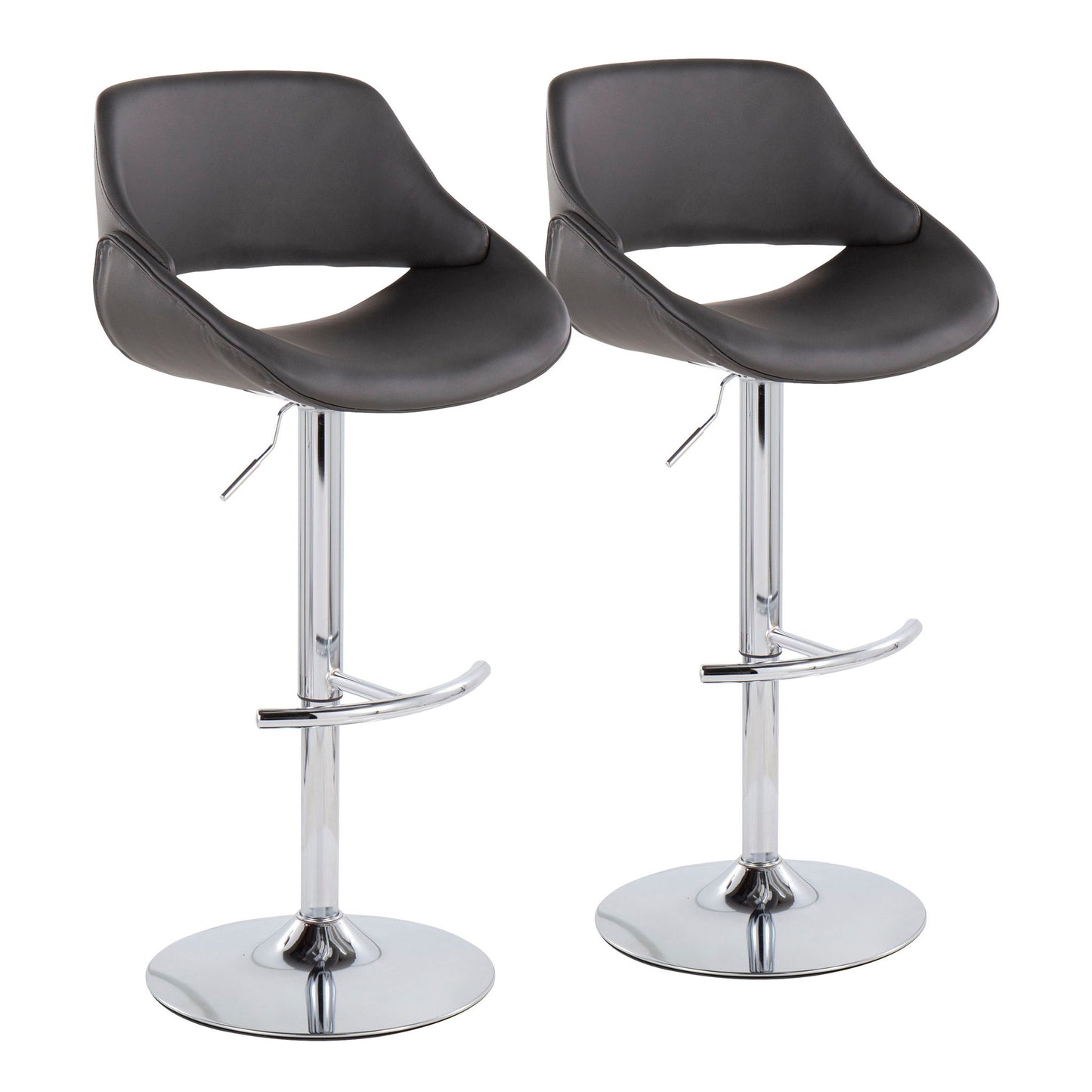 Fabrico - Contemporary Adjustable Bar Stool With Rounded T Footrest (Set of 2) Lumi Source