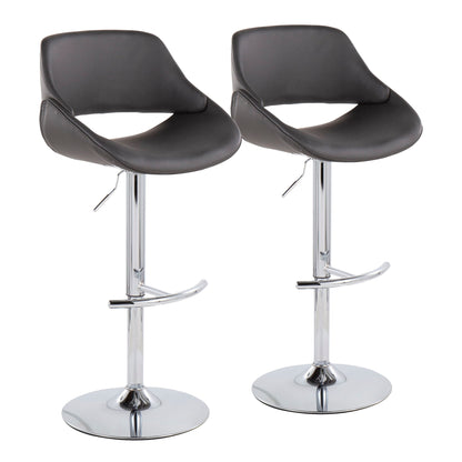 Fabrico - Contemporary Adjustable Bar Stool With Rounded T Footrest (Set of 2) Lumi Source