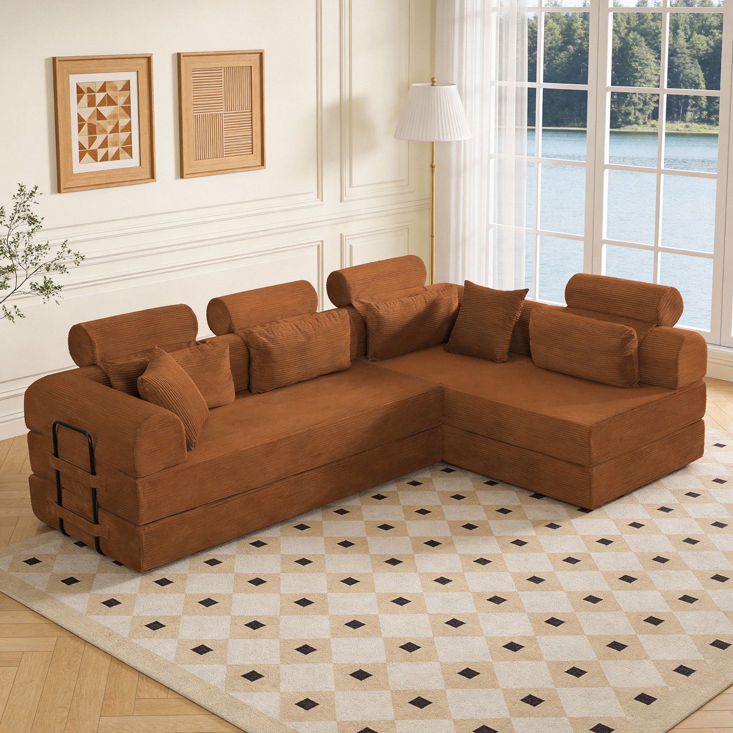 Modern L-Shape Modular Sectional Sofa, Compressed Design Home Essentials