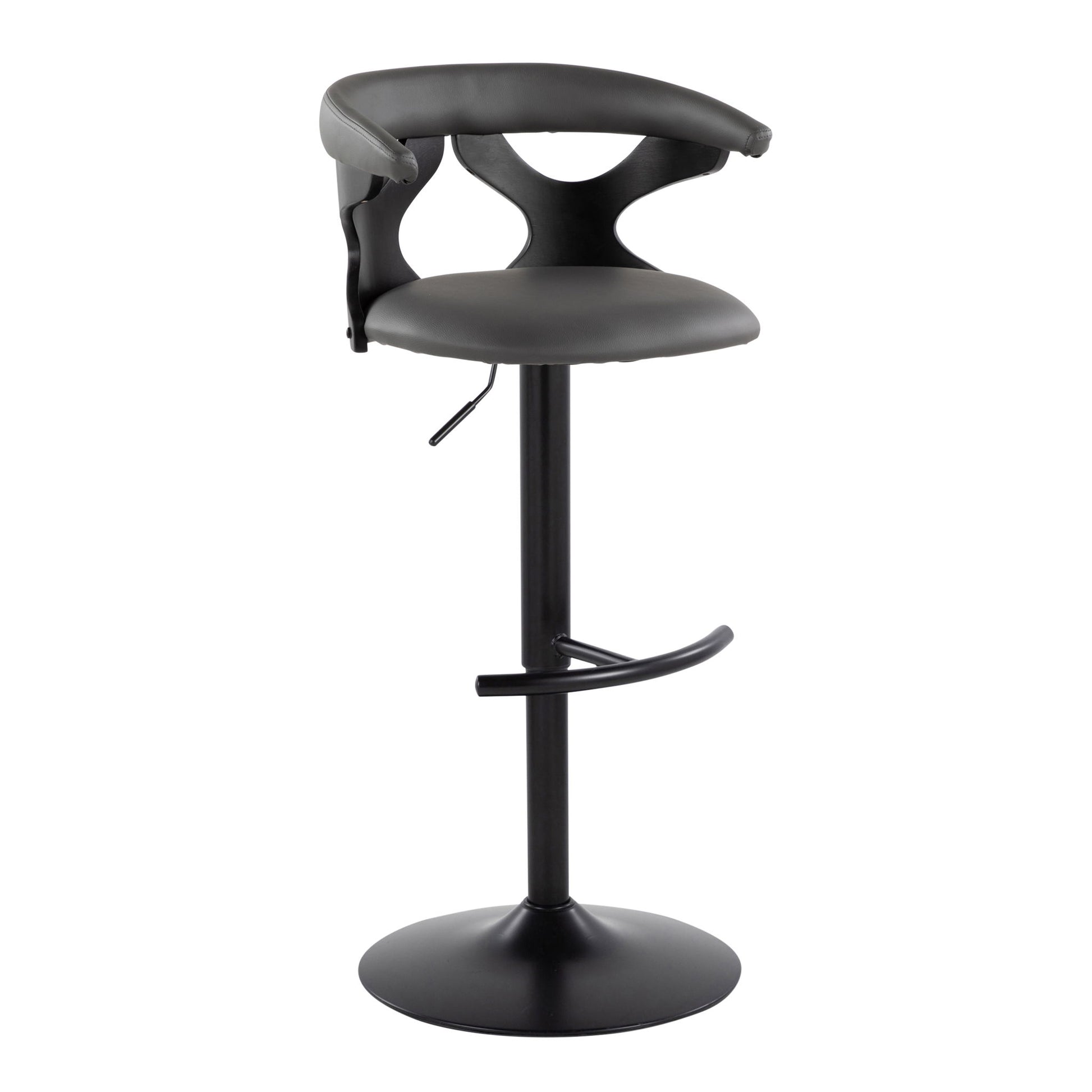 Gardenia - Contemporary Adjustable Barstool With Swivel With Rounded T Footrest (Set of 2) Lumi Source