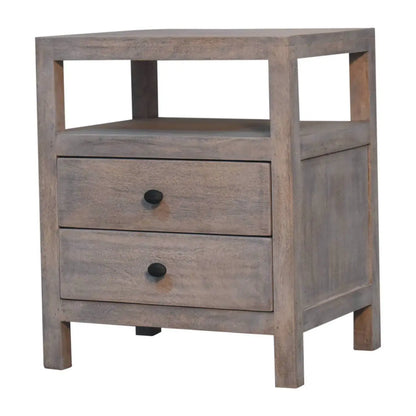 2 Drawer Open Bedside Table - Gray Ash Artisan Furniture