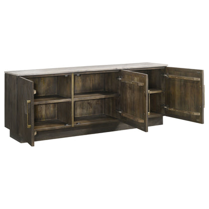 Dennis - 3 Door Marble Top Sideboard Buffet - Tobacco Gray