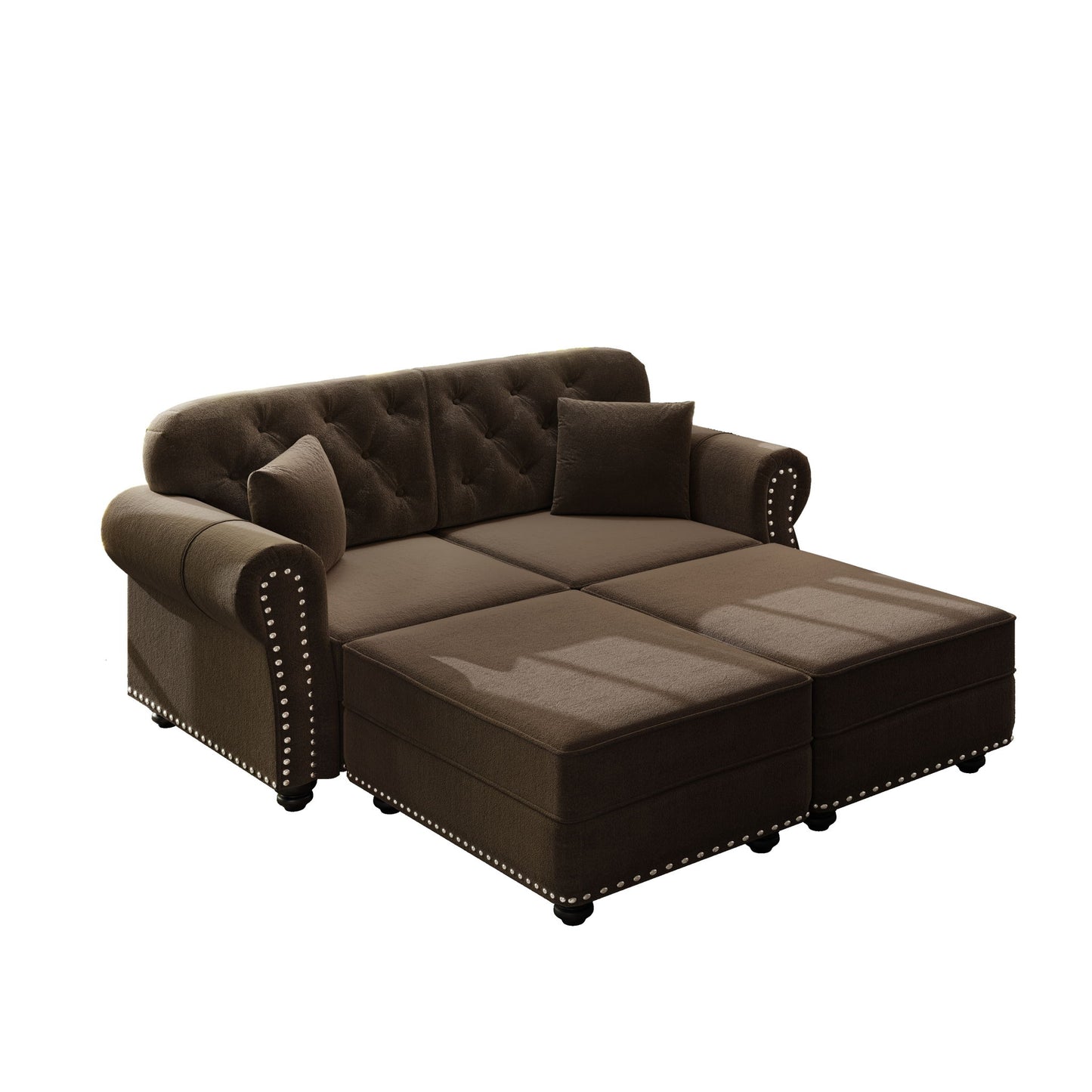 Upholstered Sofa Set With Nailhead Trim And Rolled Armrests, Includes Pillows Home Essentials