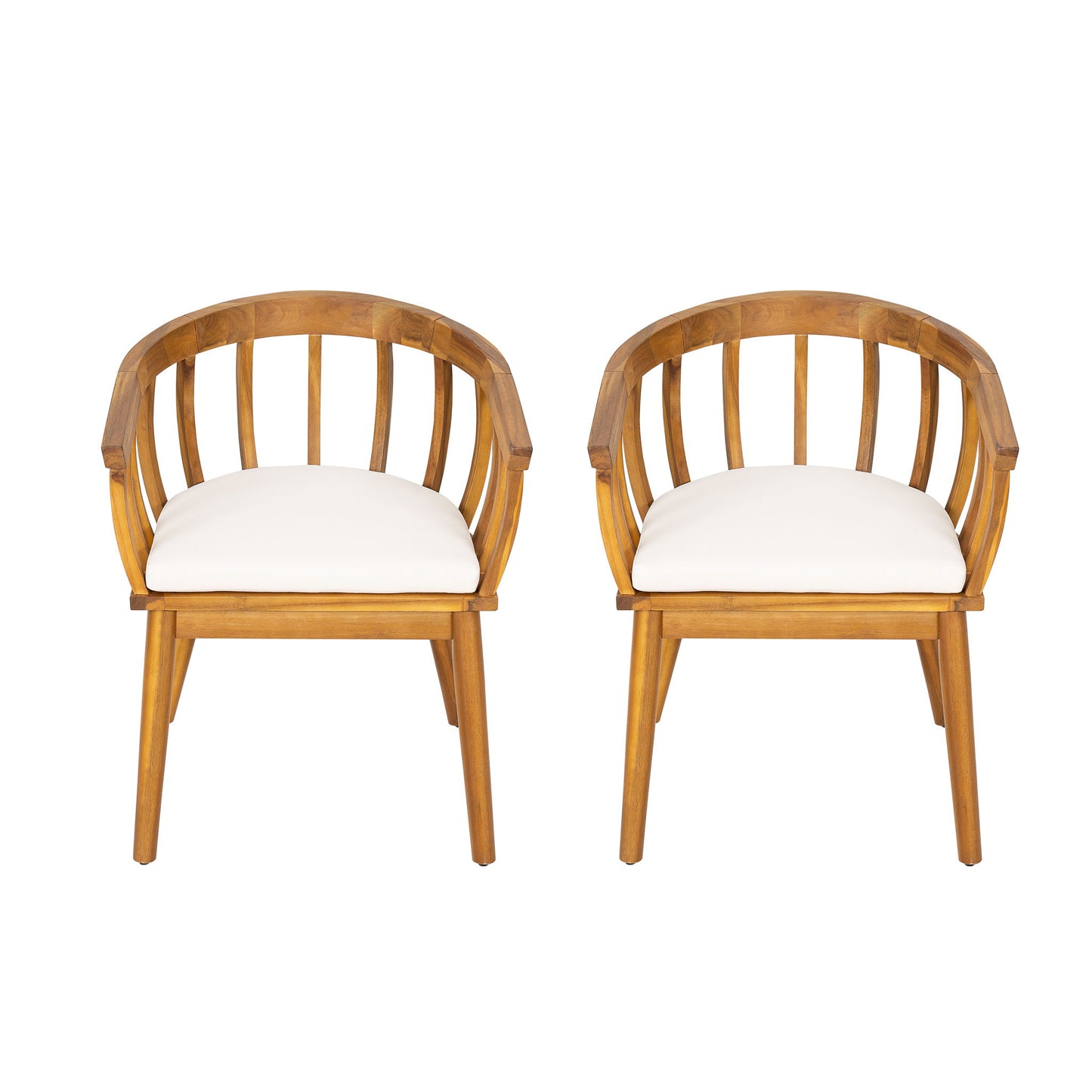Klismos - Dining Armchair (Set of 2) - Teak / Beige Noble House