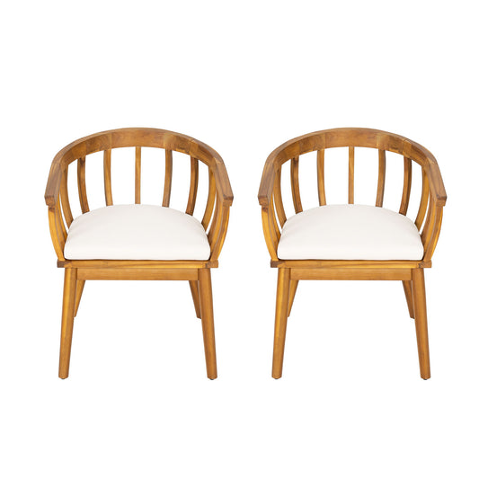 Klismos - Dining Armchair (Set of 2) - Teak / Beige Noble House