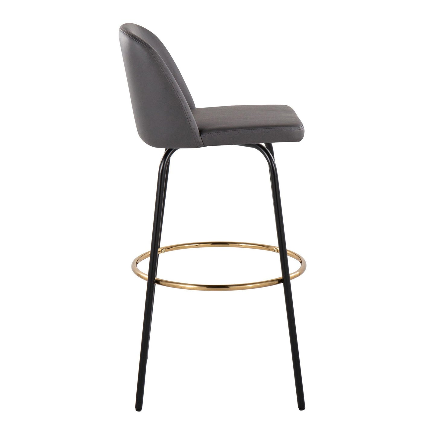 Toriano - Contemporary Fixed Height, Barstool With Swivel & Round Footrest (Set of 2) Lumi Source