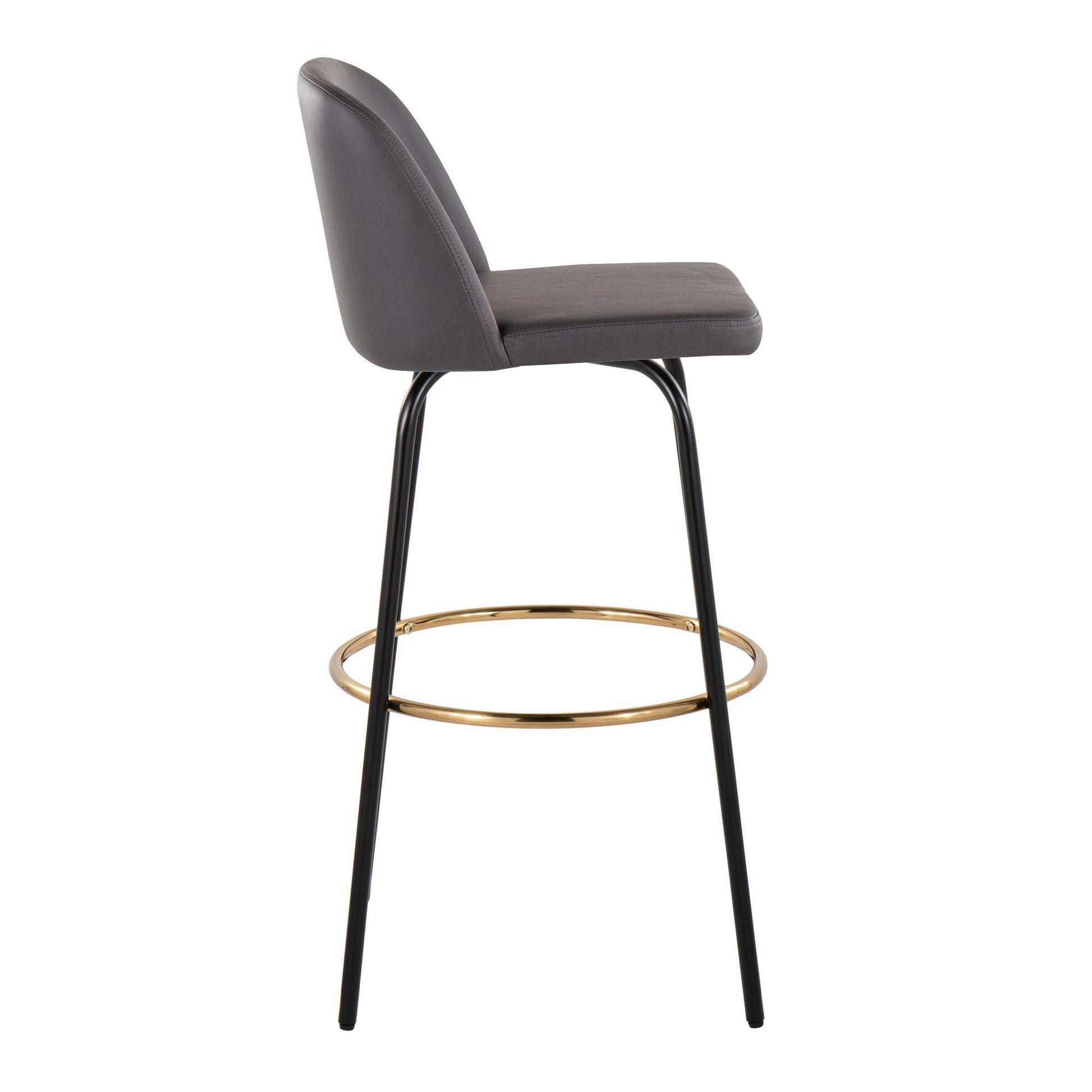 Toriano - Contemporary Fixed Height, Barstool With Swivel & Round Footrest (Set of 2) Lumi Source