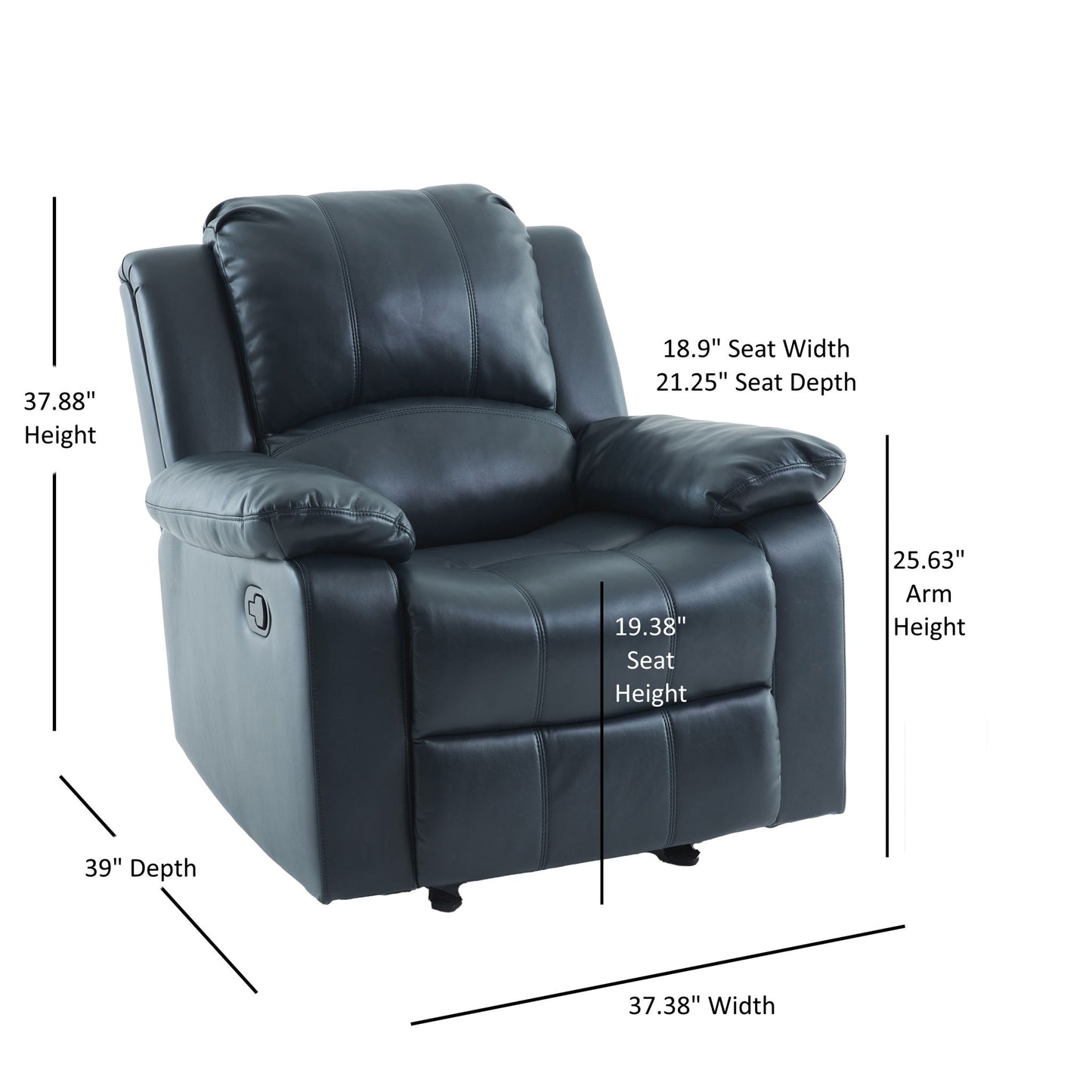 Charlotte - Gel Glider Recliner With Sturdy Wood Frame - Blue Home Essentials